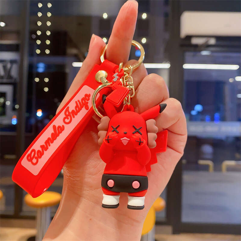 Cute Cartoon Sesame Street Pikachu Silicone Keychain Backpack Car Creative Key Pendant Doll Gift Wholesale L260203