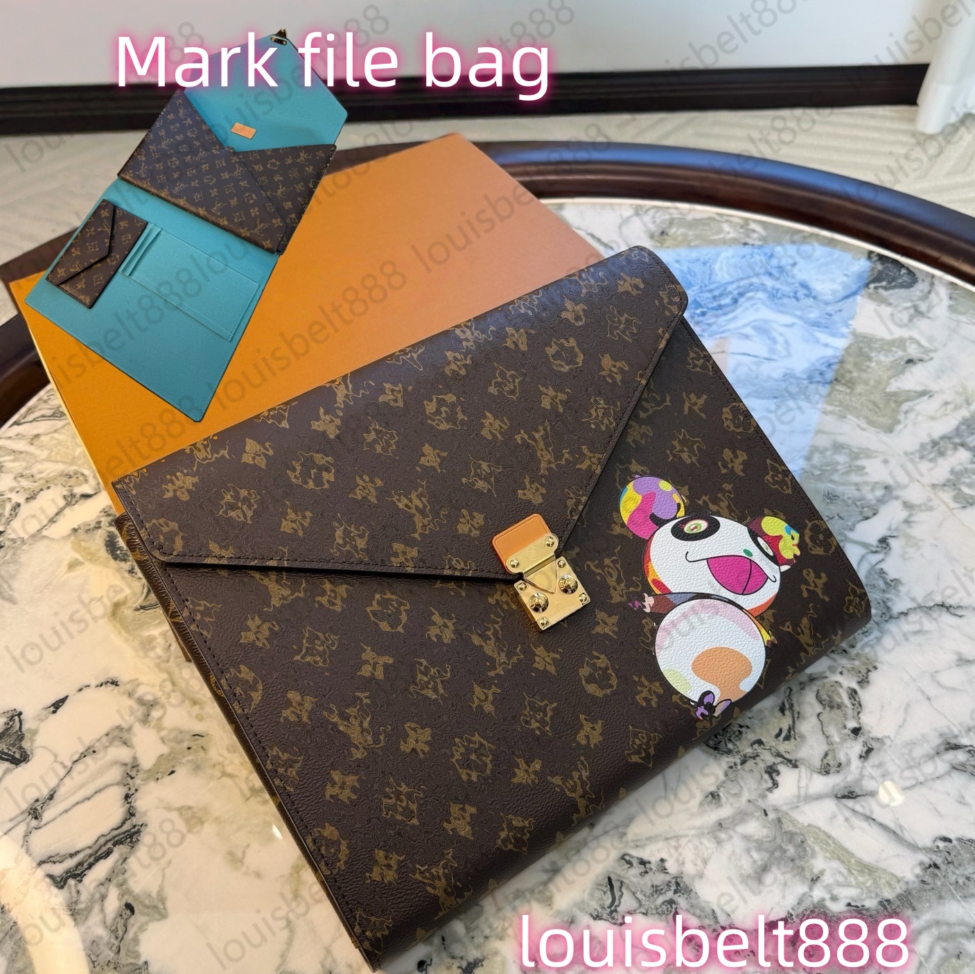 men women Designer file bag brown floral letter sealed file bags folder clutch bags credit card wallet Suitable for business commuting or daily organization needs 88