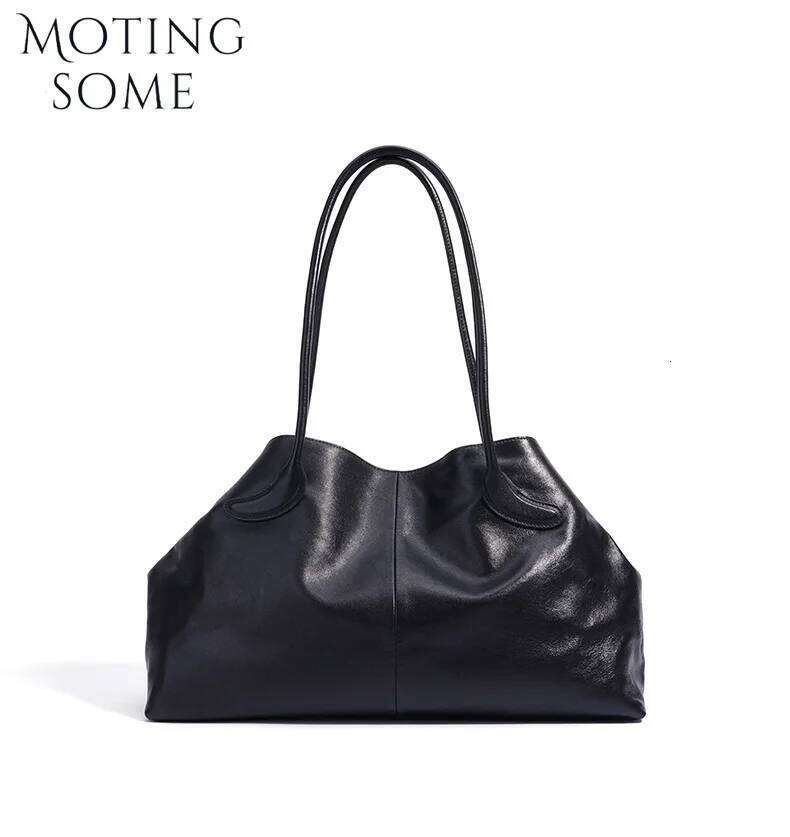 Motingsome Oversized Natural Leather Woman Bags 2025 New Fashion Handbag and Purses Large Capacity Commuter Bag Casual Tote C260204