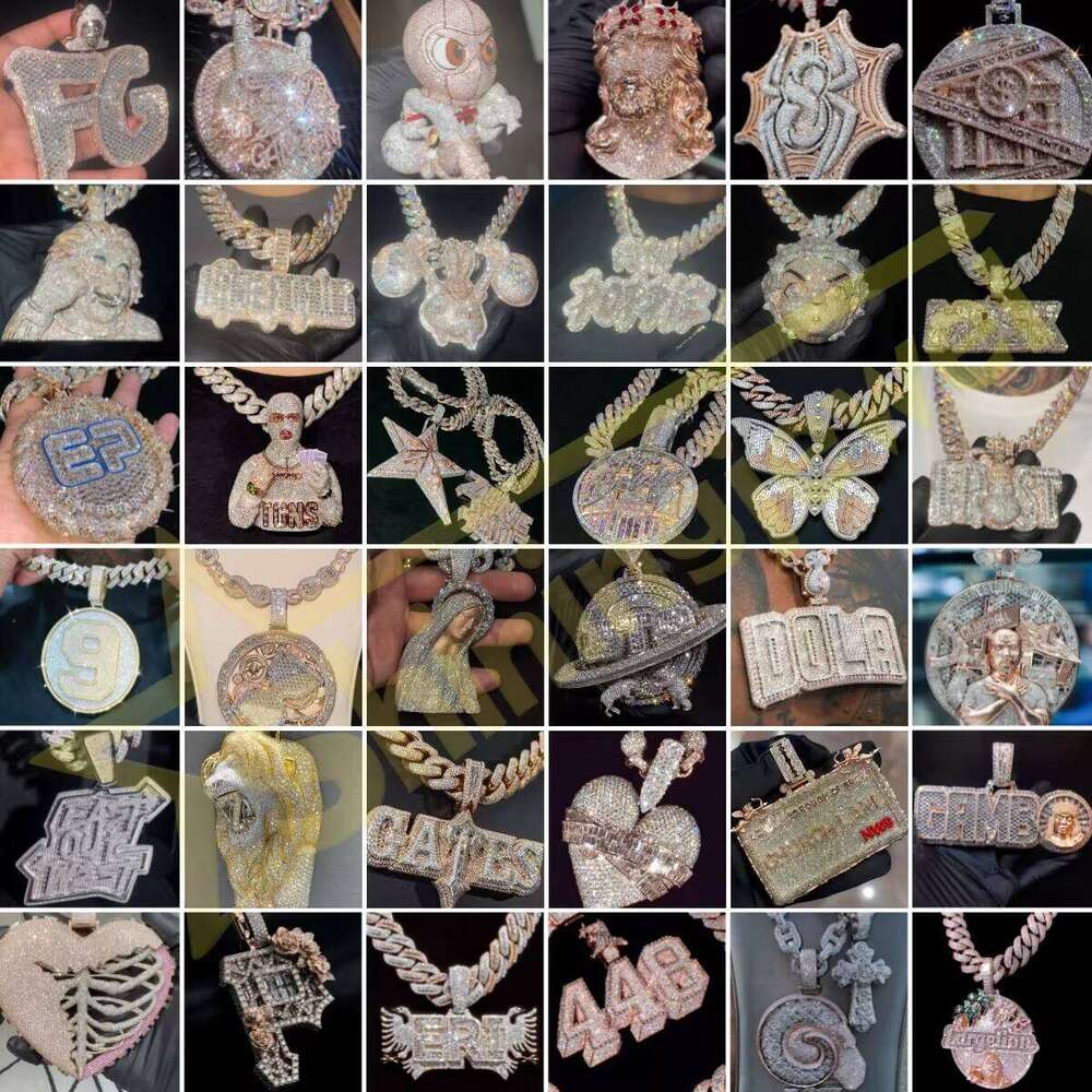 Hot Sale Custom Diamond Hip Hop 925 Sterling Silver Moissanite Mosaic Setting Number Iced Out Spinning Pendant