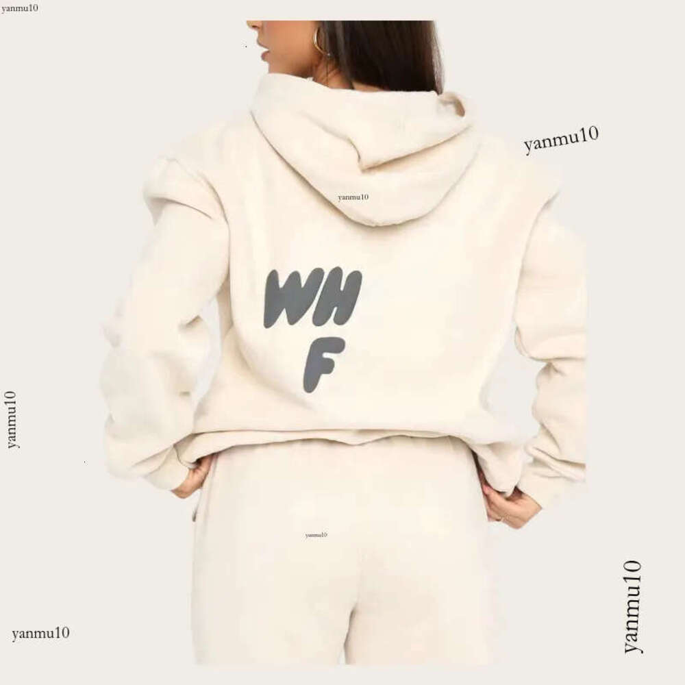 White Foxhoodie Womens Designer Tracksuit Set - 2-Piece Hoodie Pullover & Shorts Sporty Long Sleeve High Street Activewear Letter Printed Graphic Hoodie 116