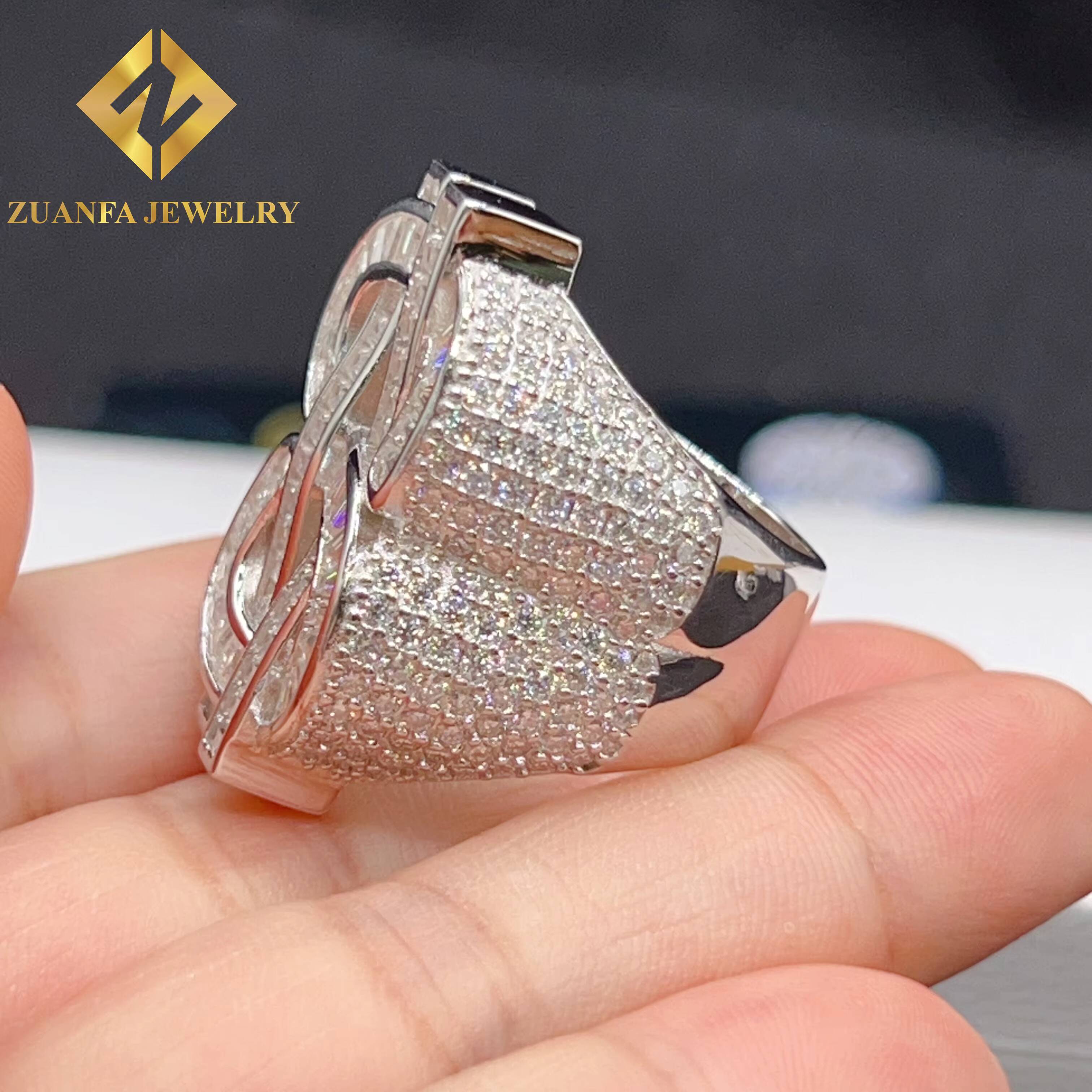 Hiphop 925 Sterling Silver Moissanite USD Dollar Symbol Ring Custom Ice Out Men Moissanite Ring Daily Wear