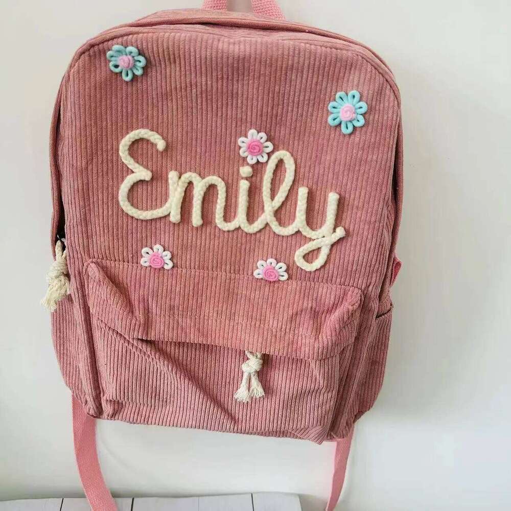 Personalized Kids Backpack, Embroidered Corduroy Backpack,Back to School, Kid backpack,school bag college,toddler,with name Z260202