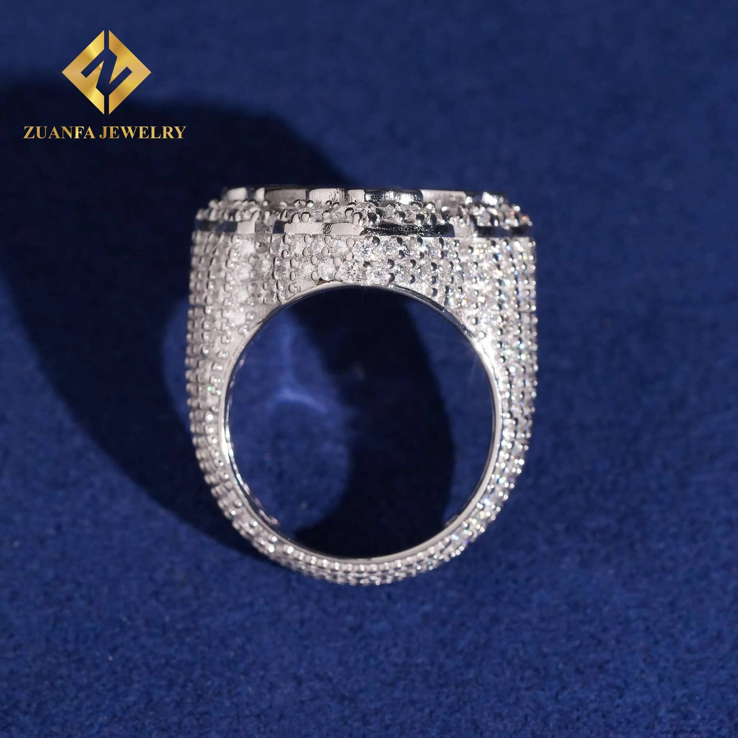 USA Warehouse Cross Ring Baguette Moissanite Ring VVS Iced Out Men Diamond Ring Ready to Ship Jewelry