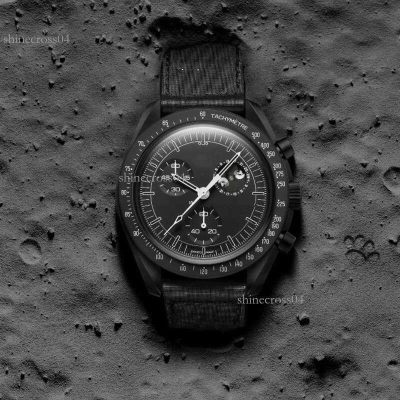NEW moonswatche Men's Lava Watch Moon Bioceramic Planet Moon Watches Full Function Quarz Chronograph Watch Mission To Mercury 42mm Nylon Limited Edition Master a