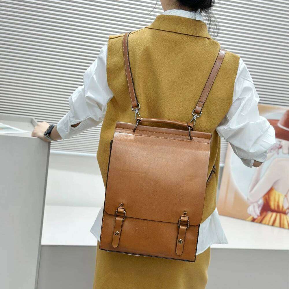 Genuine Leather Women Backpack Cross Body Bag Book School Real Cowhide Lady Female Laptop Daypack Messenger Shoulder Bags Z260202