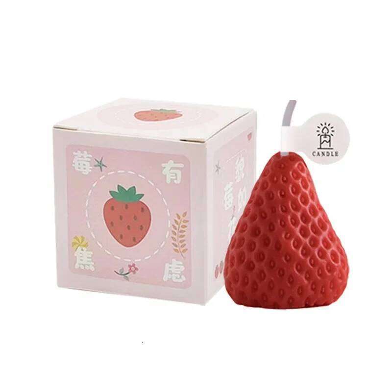 Christmas Lovely Red Strawberry Aromatherapy Candle Girls Bedroom Room Tabletop Fruit Scented Decoration Wedding Souvenirs Gift S260204
