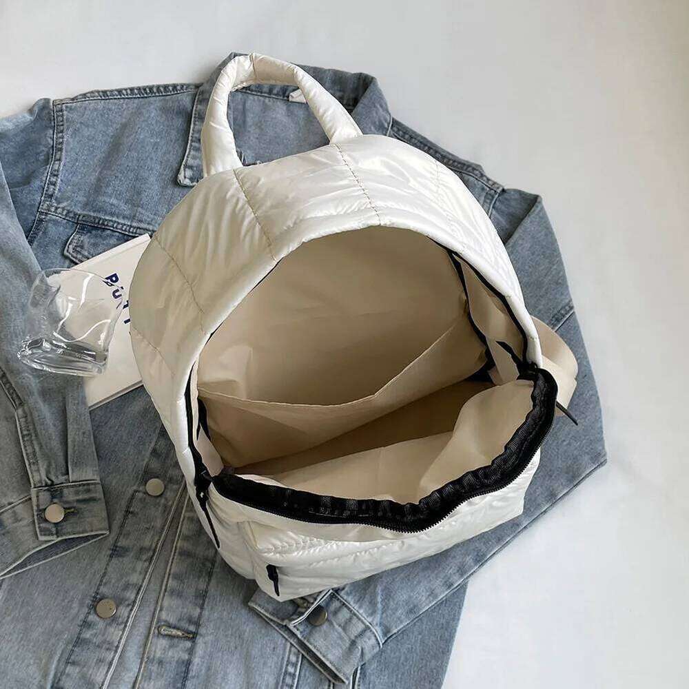 2025 Ultra Light Space Down Women's Backpacks Puffer Daypack Multi Pocket Travel Knapsack Large Capacity Rucksack School Bags Z260202