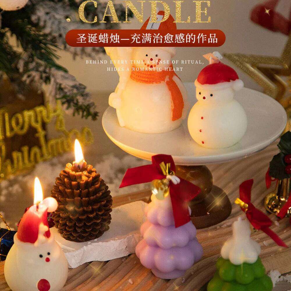 1Pc Tree & Snowman Scented Candle, Colorful Handmade Aromatherapy Candles for Home Fragrance Decoration Christmas Gift S260204