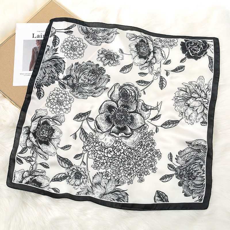 70 cm square silk scarf with high-quality printed pattern. Spring/autumn women's new style professional neck scarf. Satin fabric scarf.250904