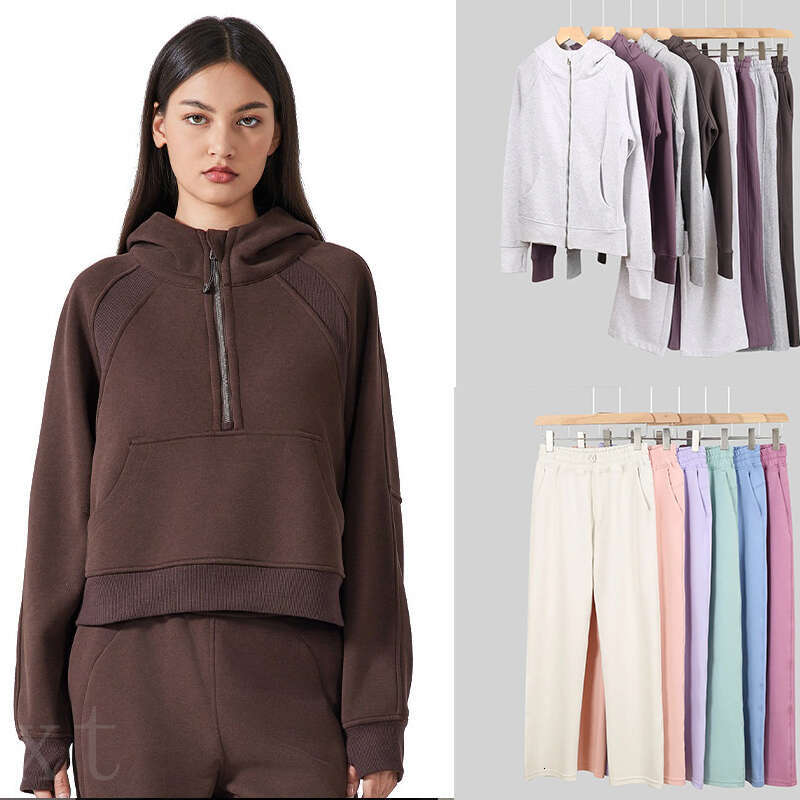 2026 New luluity lemonal women scuba sets Jakets sets high waist pants women men gym sets sweatshirt legging luluity lemonal sets sports jacket with gold zipper