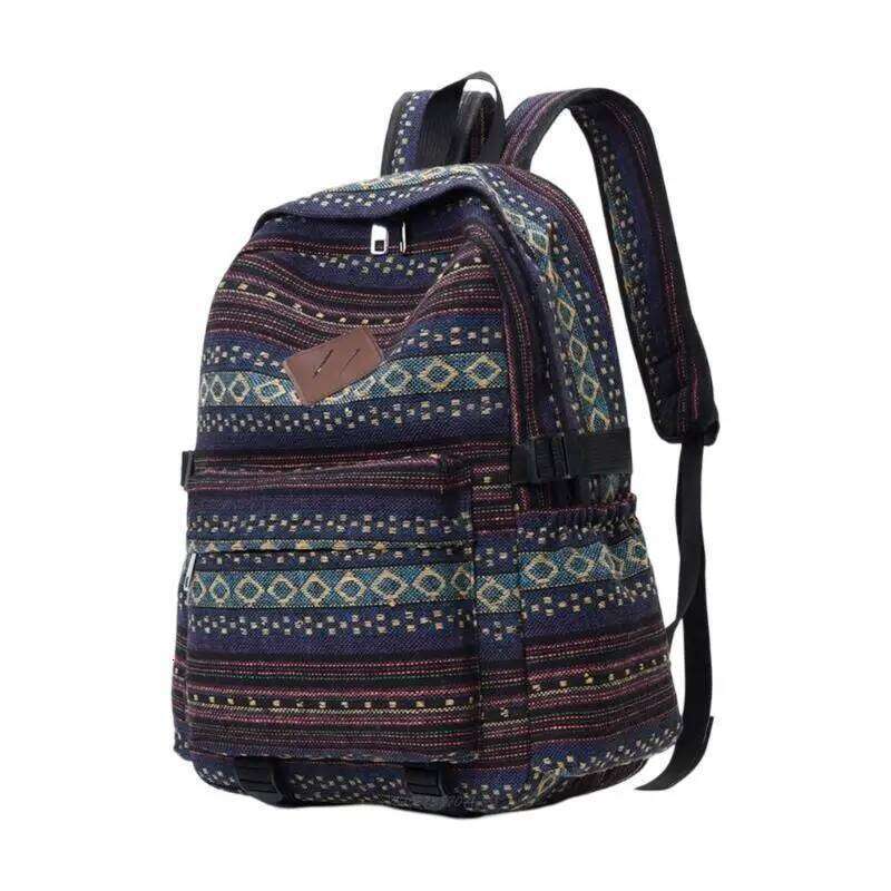 X5XA Spacious Backpack Ethnic School Canvas Book Bag For Easy Organization Z260204