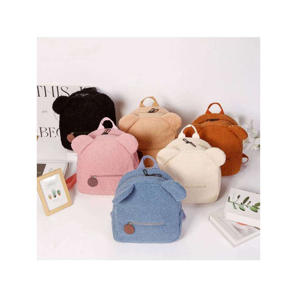 Plush Women Sweet Travel Cute Cartoon Children's Gift Bag Fashionable Leisure Small Bear Ear Backpack Z260204