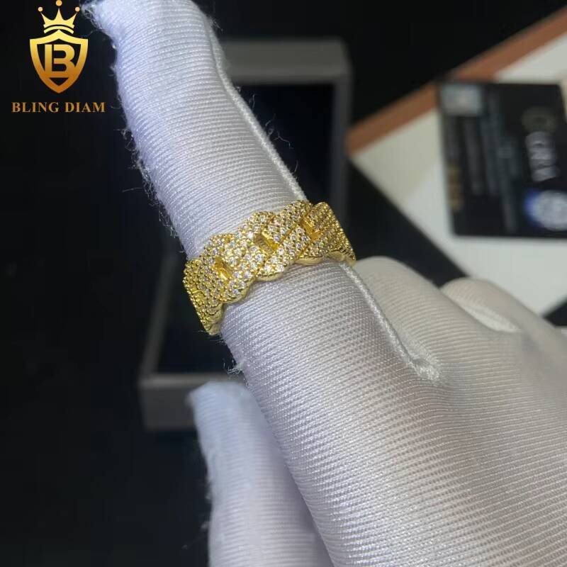 Fashion Weave S925 Moissanite Rings for Men Iced Out Moissanite Hip Hop Jewelry High Quality Diamond Pass Diamond Test with GRA