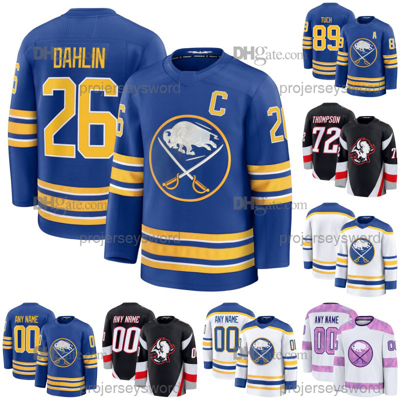 BuffaloSabress Hockey Jersey Alex Tuch Tage Thompson Jack Quinn Owen Power Ukko-Pekka Luukkonen Mattias Samuelsson Zach Benson Josh Doan Bowen Byram Custom