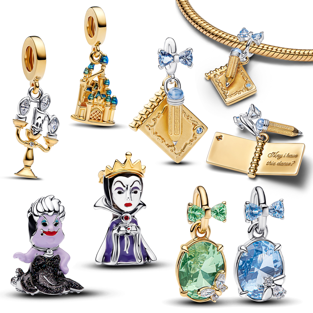 FewDook Silver Plated Dance Card & Pencil,Evil Queen,Butterfly & Bee Zircon Charm Fit Original Pan Bracelet & Necklace Making DIY Fashion Pendant Jewelry Gifts Hot Sale