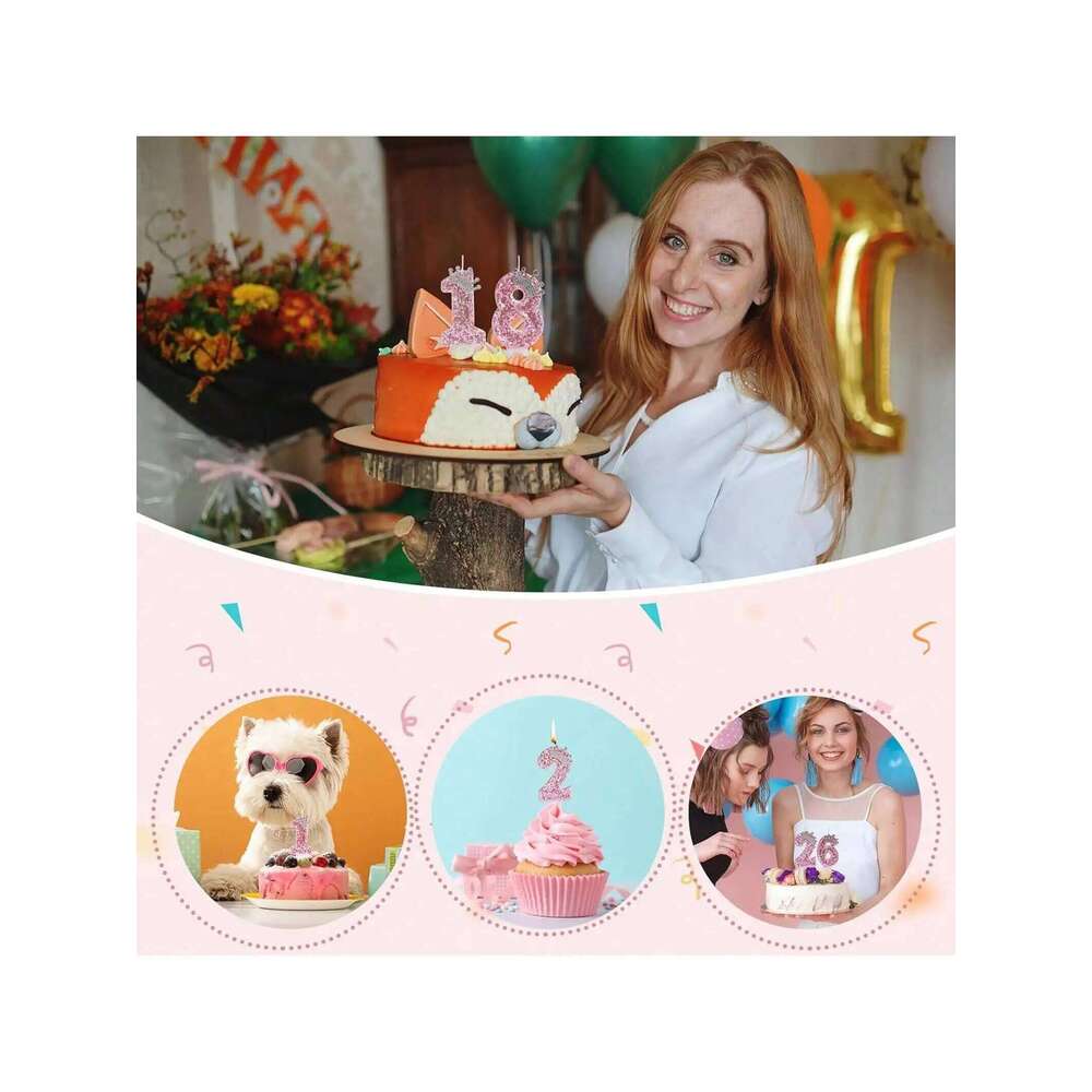 Cake Numeral Candles, Pink Color Creative Candle with Princess Crown, Happy Birthday Party Decoration S260204 798