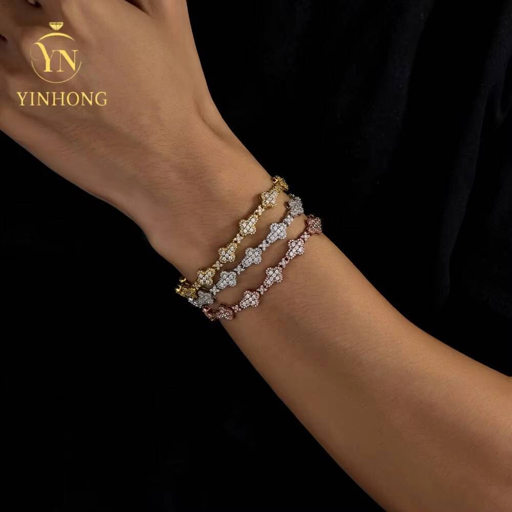 Fine Jewelry Hot Selling Gra Certificate Vvs Moissanite Gold Silver Cross Bracelet for Women Fine Chain Link Jewelry