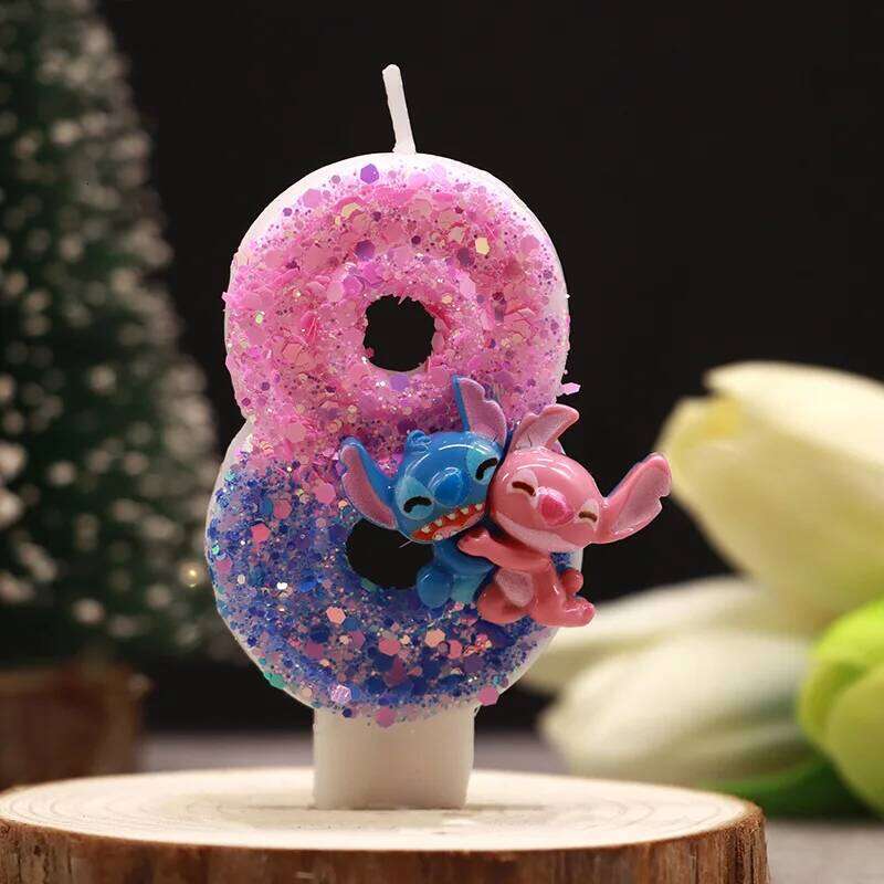 Stitch fit cartoon two-color digital birthday party holiday decoration cute cake candle S260204
