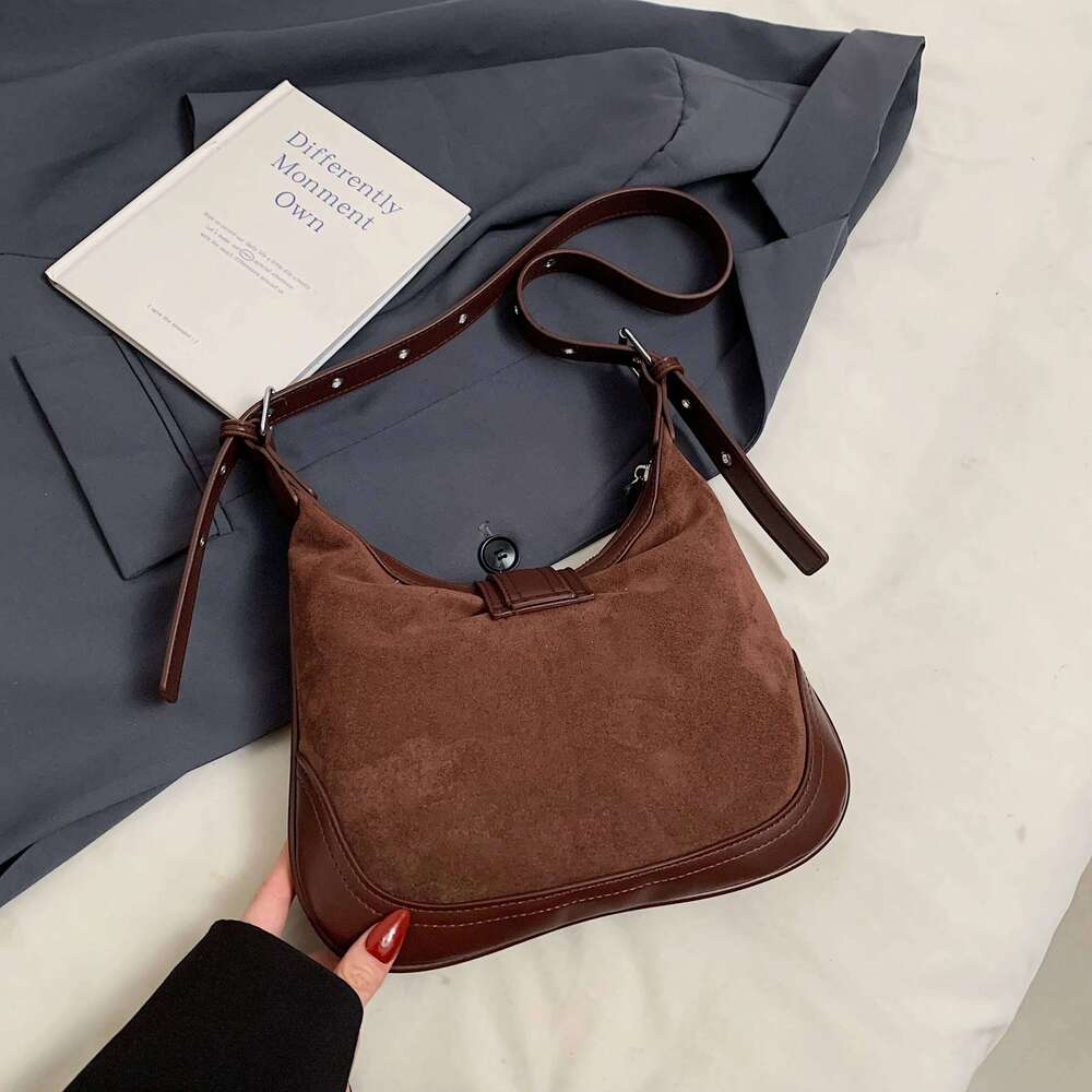 Faux Suede Leopard Shoulder Women New In 2025 PU Leather Vintage Handbags French Style Fashion Female Bags Designer Package C260204