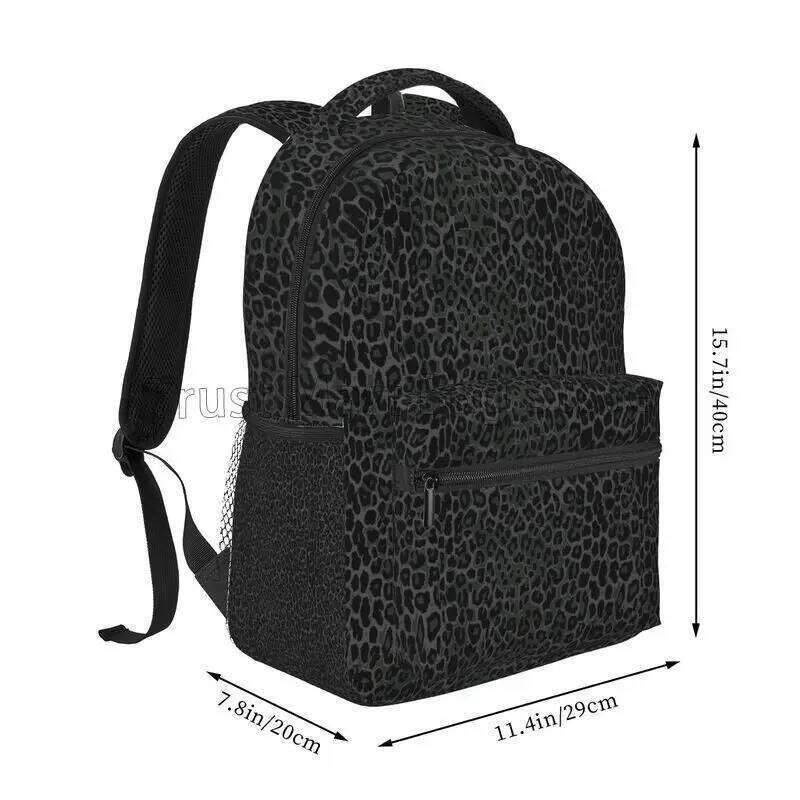 Black Leopard Print Backpacks School Bag Lightweight Student Bookbag Unisex Laptop Daypack for Travel Hiking Camping Z260204