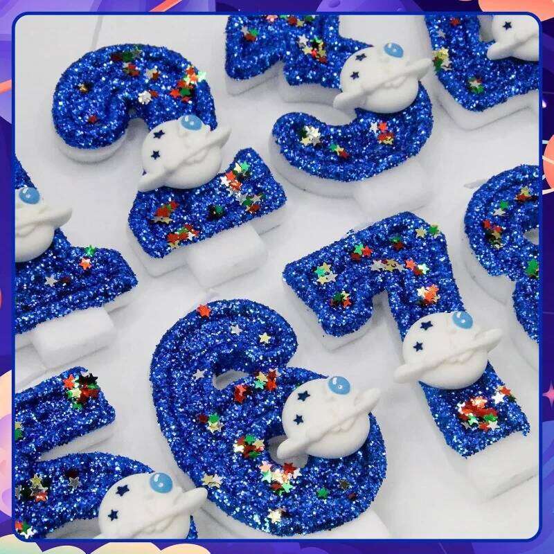 Blue Planet 0-9 free combination digital candles, candles are perfect for high-end baking cake decoration at birthday p S260204