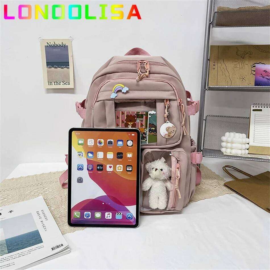 Cute Women Backpack Waterproof Multi-Pocket Nylon School Bagpacks for Student Female Girls Kawaii Laptop Book Pack Mochilas Z260204