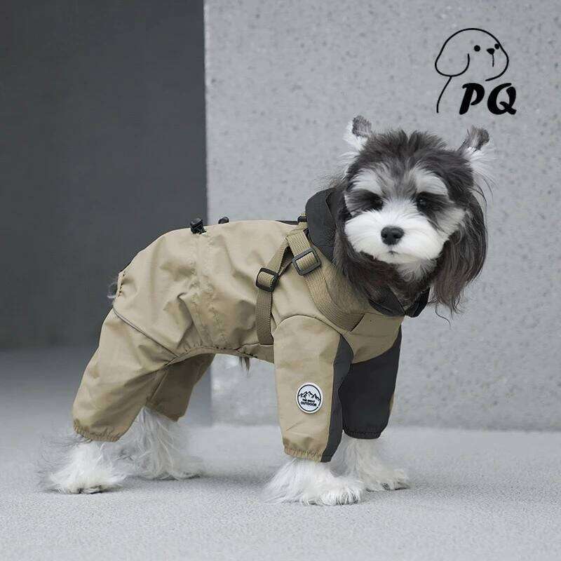 Famous brand New Pet Raincoat Can Be Towed Waterproof Outdoor Mountain Four Feet Chest Back All inclusive Small Dog Hat Fashion Clothing pupakaIK