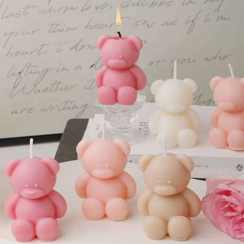 Aromatherapy Cute Bear Soy Wax Scented Candles Live Room Birthday Party Wedding Decorations Tabletop Ornaments S260204
