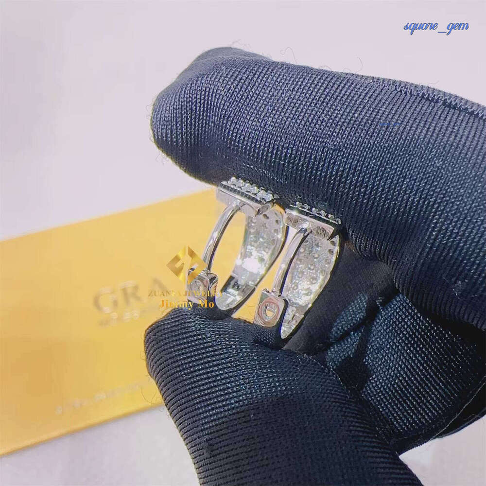 Pass Tester 3Rows Hip Hop Iced Out Style Jewelry 925 Silver Vvs1 Moissanite Diamond Hoop Earrings Man - view 6