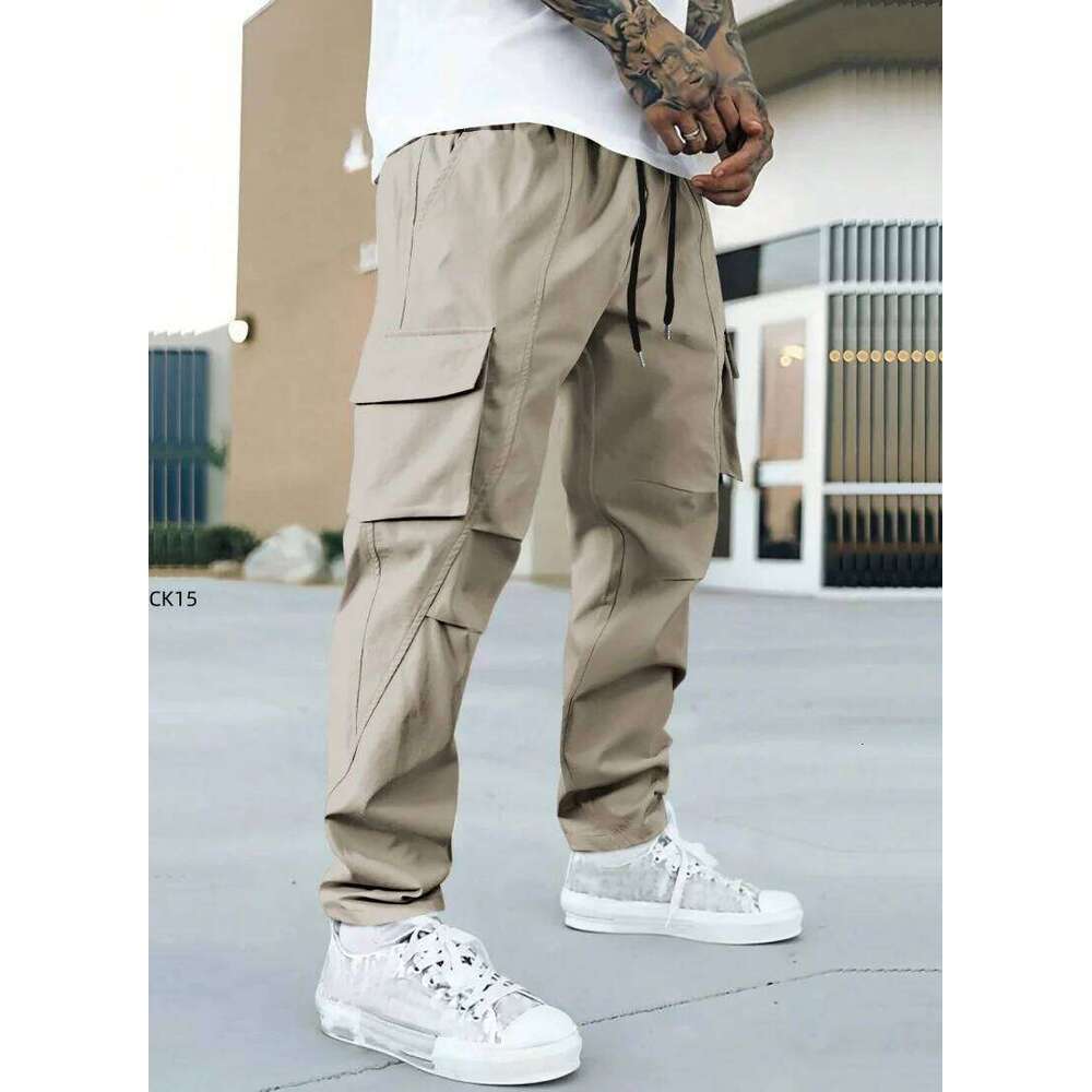 Men's Cargo Pants Multi-pocket Waterproof Wear-Resistant Casual Training Trousers Comfortable Breathable Overalls Clothing 26W0204