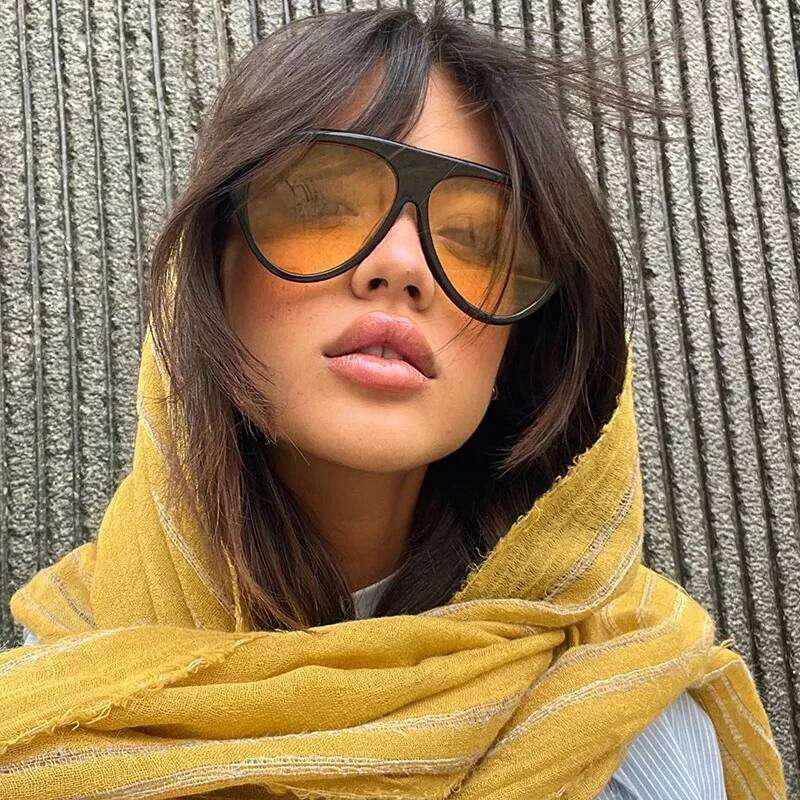 Vintage Oversized Flat Top Oval Sunglasses Women Brand Designer Popular Sun Glasses Punk Outdoor Driving Eyeglasses UV400 C260204