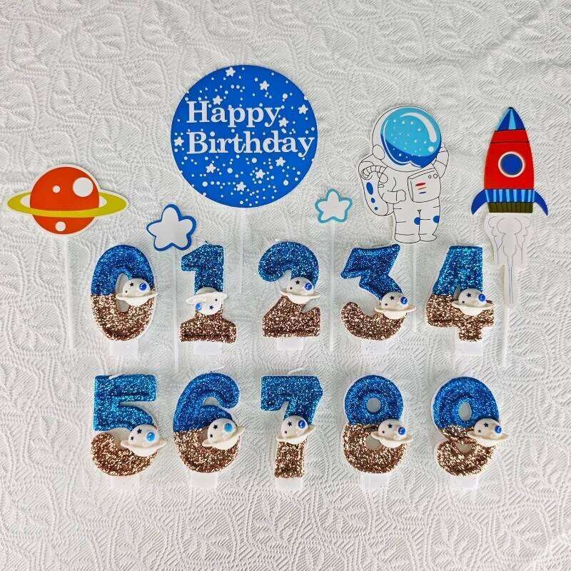 Blue Planet 0-9 free combination digital candles, candles are perfect for high-end baking cake decoration at birthday p S260204 5fe