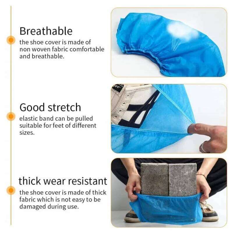 Disposable Non-Slip 100PCS Shoe Boot Covers Non-Woven Waterproof One Size Fits Most Carpet Indoors Garden Booties S260204