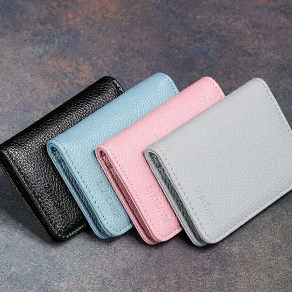 Multi-card Slot Solid Color Portable Leather Case Universal Bank Credit ID Bus Holder Travel Card Organizer Z260205