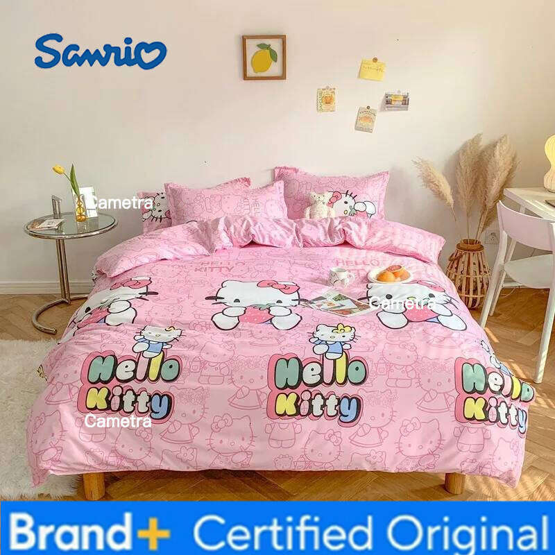 Sanrio cute bed sheet pillowcase girl boy bedsheet quilt duvet hello kitty bedding set Student dormitory cartoon Cup cover H260205