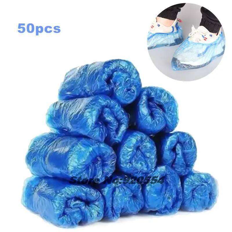 50 PCS Plastic Disposable Overshoes Waterproof Covers Outdoor Rainy Day Carpet Cleaning Shoe Cover S260204