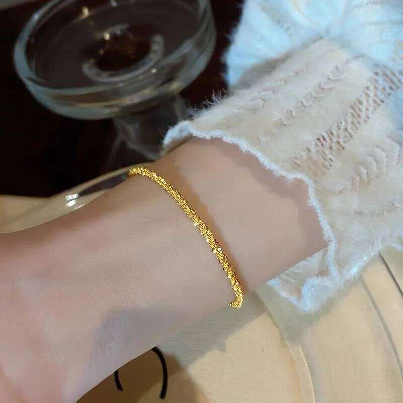 Color Shiny Chain for Women Bride Wedding Bracelet Bangle Fine Jewelry Gifts Not Fade 26H0205 26H0205