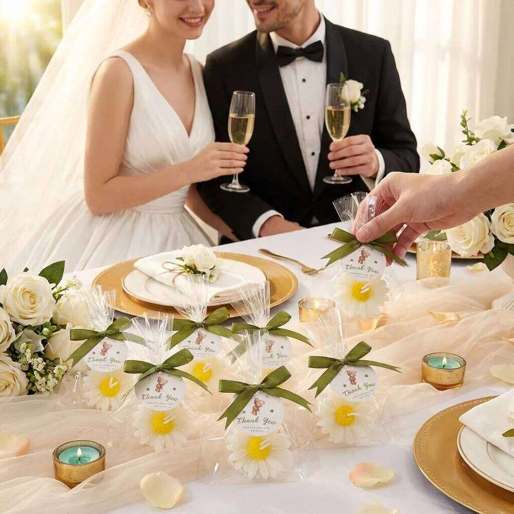 10sets Daisy Candles Decorative Candle Set for Table Centerpieces, Wedding Reception Decor, Romantic Home Ambience Spring Season S260204