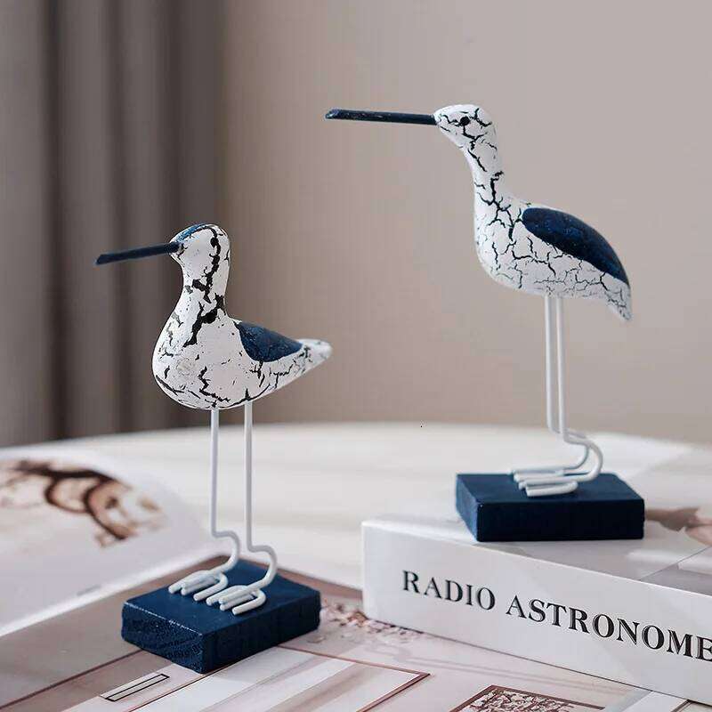 3pcs Wooden Seagull Figurine Nautical Decorations Ornaments Mediterranean Style Coastal Beach Room Garden Decoration for Bedroom S260204