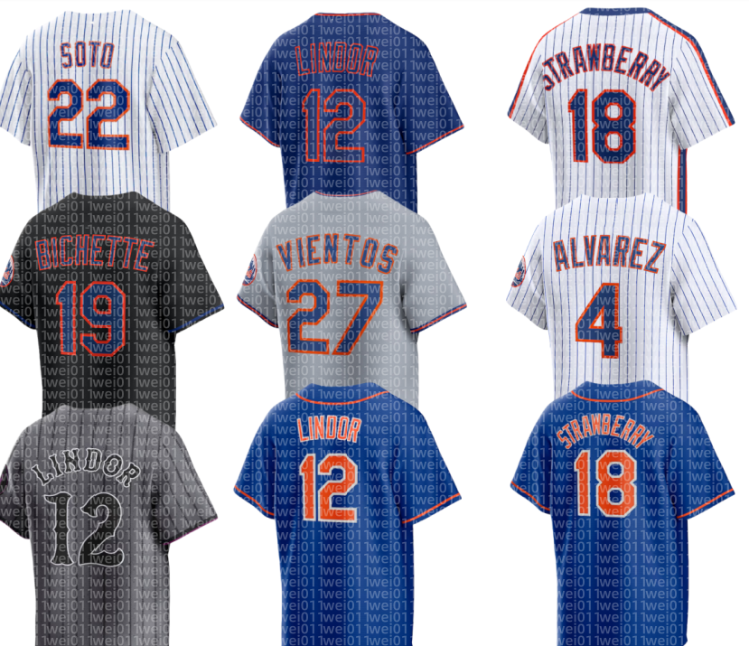 Mets custom Jersey Baseball Darryl Strawberry Piazza Francisco Lindor Juan Soto Mark Vientos Kodai Senga Francisco Alvarez Bo Bichette Jorge Polanco Men women