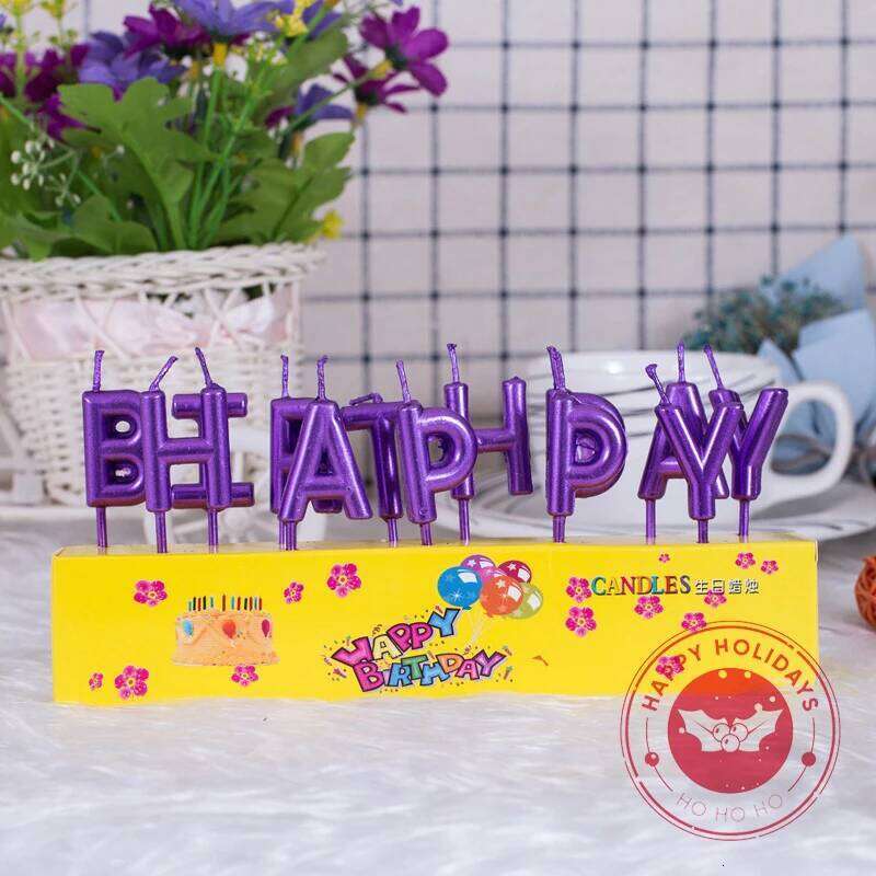Happy Birthday Pearl Gold Silver Purple Pink Letter Candle Lamp Creative Cake Baking Festival Decorative Products S260204