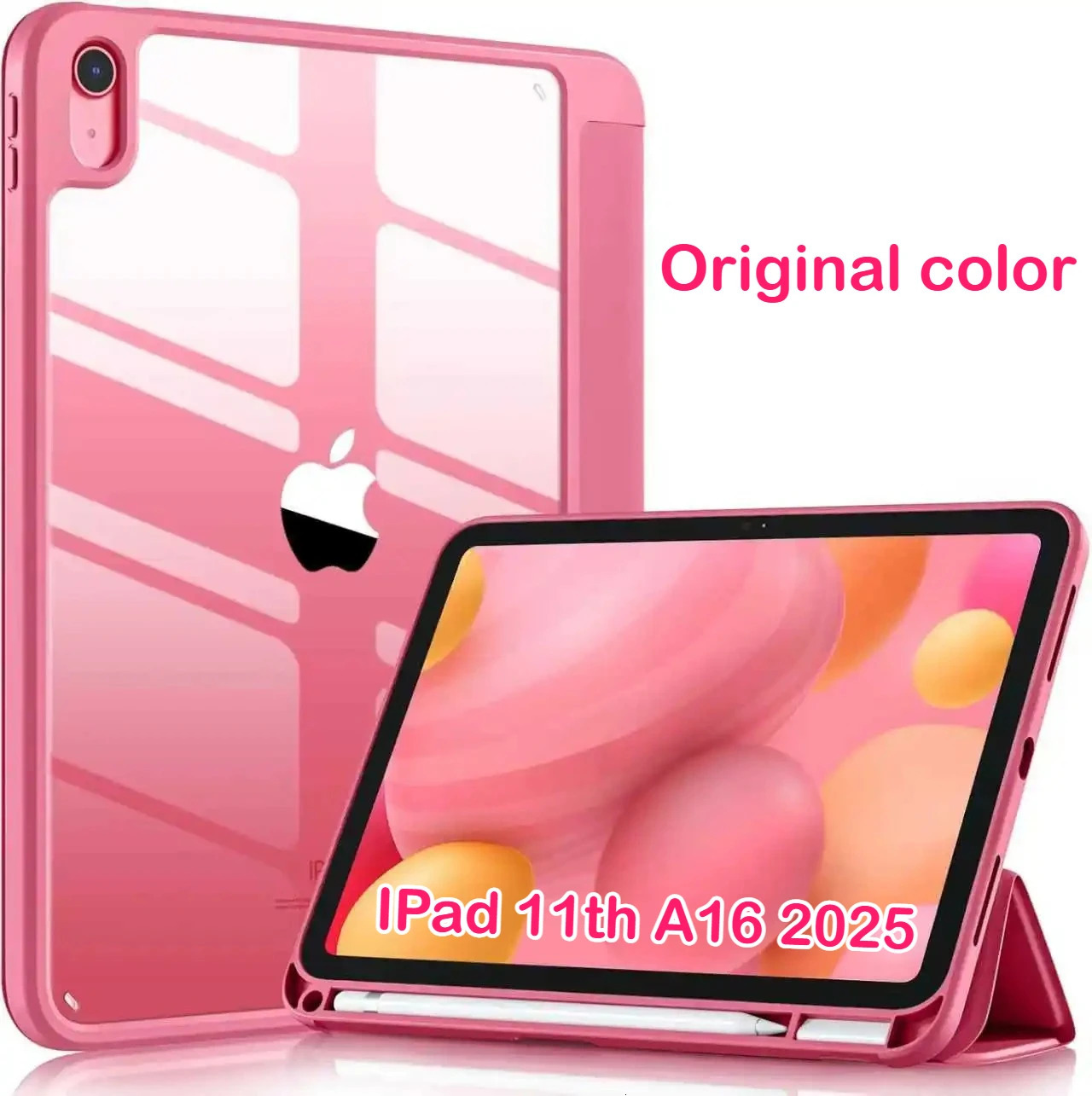 Tablet Case for IPad A16 11inch 2025 10th Generation 109Inch Clear Back TPU Shockproof Protector Cover with Pencil Holder 260121