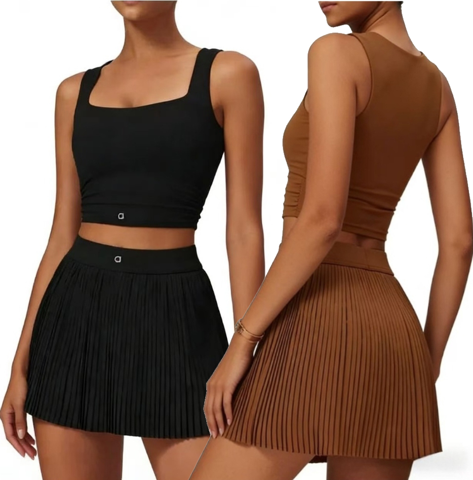 Designer Women Vest Running Top Sports Outdoor Fiess Tennis Anti-exposure Yoga Skirt Set Gym Tracksuit Bra Short Workout Sportswear Clothing Gym Wear Athletic Suit