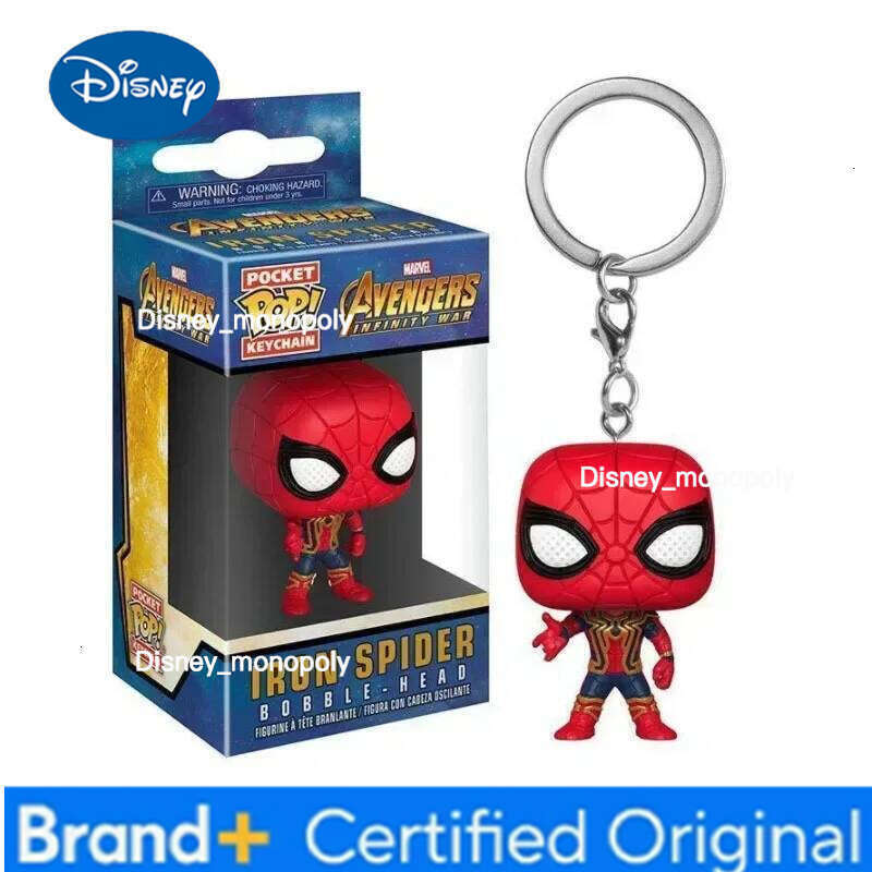 Disney Funko Pop Spider-Man Keychain Iron Spider Gwen Peter Parker Mysterio Zombie Hunter Spidey Vinyl Bobble Head Collectible Gifts H260205