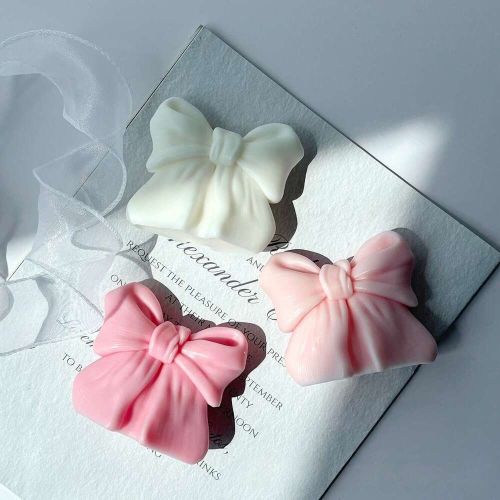 Decorative Bow Home Aromatherapy Candle Living Room Dining Kitchen Bedroom Decorations, & Valentine Wedding Gift, Desktop Fireplace Decorative Accent 