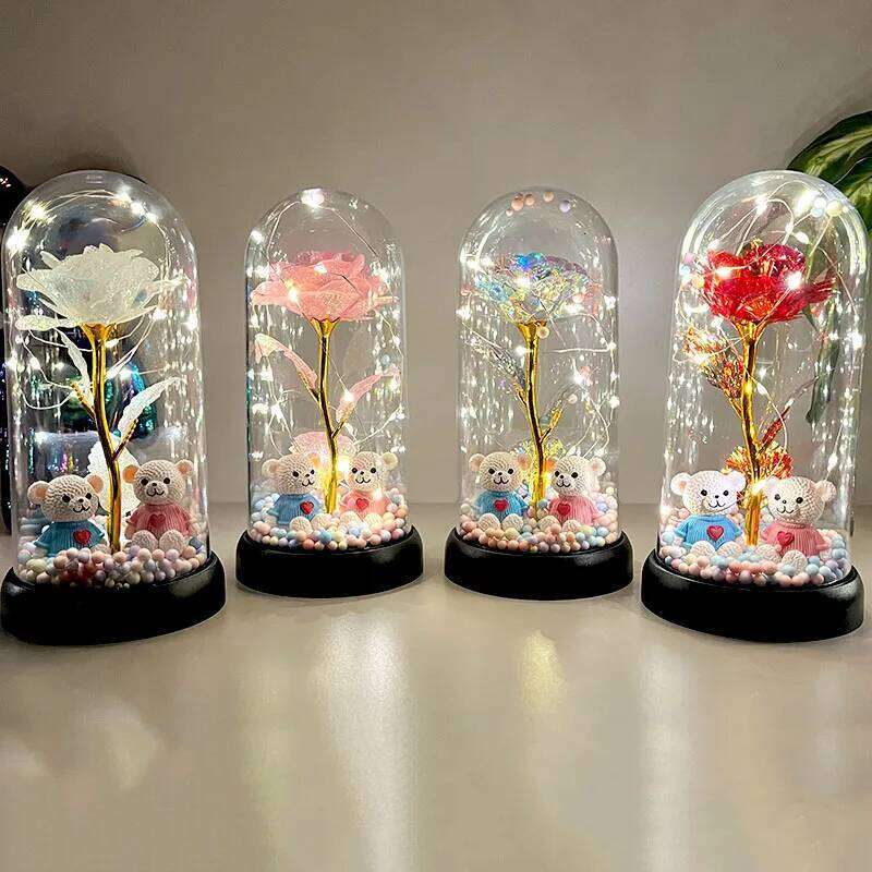 1pc Colorful Rose Luminous Flower plastic Cover Women, Perfect Gift for Valentine's Christmas, New Year Day, Mothe S260204