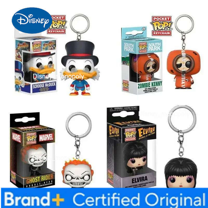Disney FUNKO POP Keychain SCROOGE McDUCK Zombie Kenny TINA BELCHER ASH SALLY Seated CHOST RIDER ELVIRA Marvels Action Figure Model Toys H260205