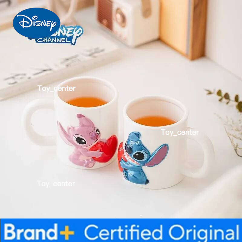 Disney 2pcs Lilo&Stitch Ceramic Pair Stitch Angel Home Drinking Coffee Mug Gift Set H260205