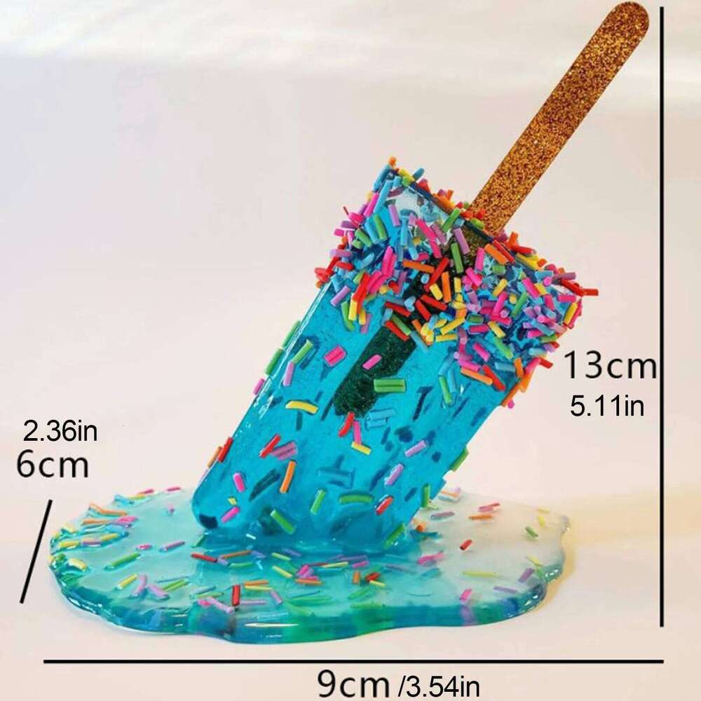Ice Cream Ornaments Melting Sculpture Resin Craft Summer Cool Popsicle Home Decoration S260204